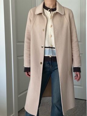 80% Cashmere 20% Wool Long Coat Ivory Double Face Minimalist Coat